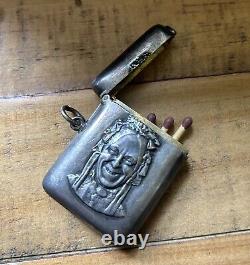 Rare Victorian Silver'Charley's Aunt' Vesta Case, Walker & Hall, Sheffield 1895