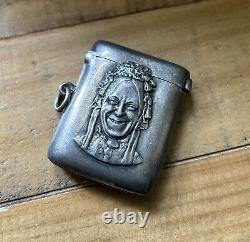 Rare Victorian Silver'Charley's Aunt' Vesta Case, Walker & Hall, Sheffield 1895