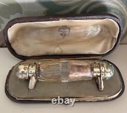 Rare Victorian Silver-Gilt, Turquoise & Coral Double Scent Bottle, London, 1866