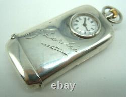 Rare Victorian Sterling Silver Combination Vesta, Sovereign Case & Watch Clock