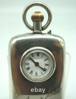 Rare Victorian Sterling Silver Combination Vesta, Sovereign Case & Watch Clock
