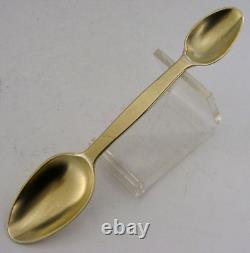 Rare Victorian Sterling Silver Gilt Medicine Spoon Medical Doctors Antique 1863