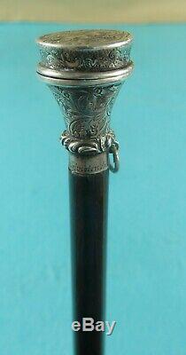 Rare Victorian Sterling Silver Novelty Vinaigrette Walking Stick Cane Ca 1875