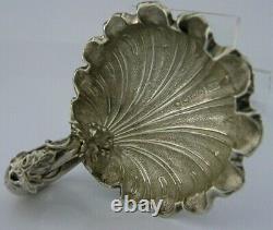 Rare Vine Leaf English Solid Sterling Silver Caddy Spoon 1871 Antique Victorian