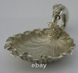 Rare Vine Leaf English Solid Sterling Silver Caddy Spoon 1871 Antique Victorian