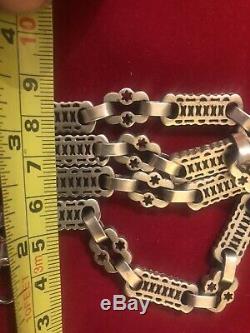 SOLID SILVER DOUBLE ALBERT POCKET WATCH CHAIN NECKLACE 24 Inch 600mm 61 Grams