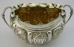 STUNNING ENGLISH VICTORIAN SOLID STERLING SILVER SUGAR BOWL 1892 ANTIQUE 96g
