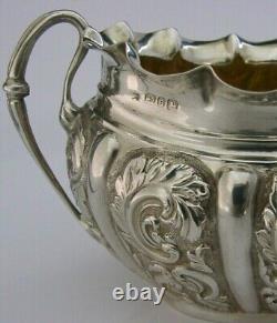 STUNNING ENGLISH VICTORIAN SOLID STERLING SILVER SUGAR BOWL 1892 ANTIQUE 96g