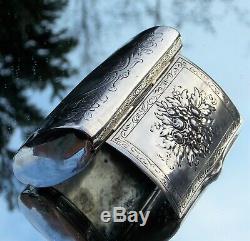 STUNNING LARGE VICTORIAN Adolf Mayer FLOWER EMBOSSED SOLID SILVER SNUFF BOX