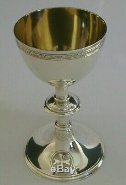 SUPERB GOOD SIZED SOLID STERLING SILVER HOLY COMMUNION CHALICE 1900 ANTIQUE 171g