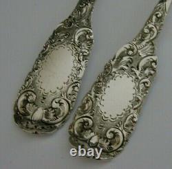 SUPERB VICTORIAN ENGLISH SOLID STERLING SILVER SERVING SPOONS 1851 ANTIQUE 124g