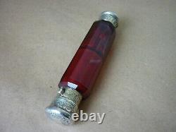 Sampson Mordan Victorian Silver Cranberry Bright Cut Scent Perfume Bottle, Boxed