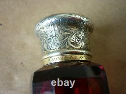 Sampson Mordan Victorian Silver Cranberry Bright Cut Scent Perfume Bottle, Boxed
