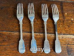 Set Of Four Victorian Sterling Silver Desert Forks. London, 1854