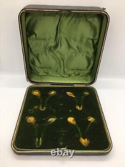 Set Of four Victorian Solid Silver Shell Salts on Raised Dolphin Feet boxed