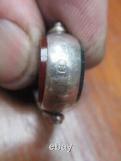 Silver Victorian Pocket Watch Chain with Swivel Bloodstone 1894 Unusual Links