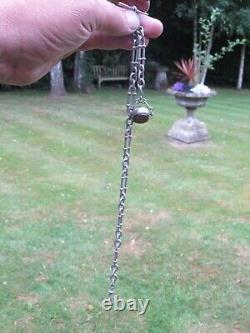 Silver Victorian Pocket Watch Chain with Swivel Bloodstone 1894 Unusual Links