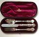 Silver Knife Fork Spoon Set Cased Victorian 1840s & 1862 Harlequin Set A/f