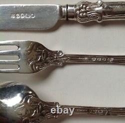 Silver knife fork spoon set cased Victorian 1840s & 1862 Harlequin set a/f
