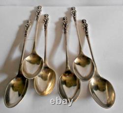 Six Sterling Silver Tea Spoons Victorian London 1892