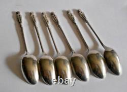 Six Sterling Silver Tea Spoons Victorian London 1892