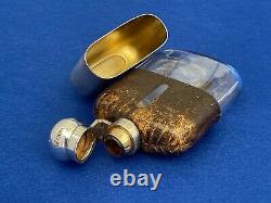 Small Antique Hip Flask Leather & Solid Silver Edward and Sons 1915