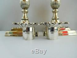 Smart Pair Of Victorian English Sterling Silver Desk Candlesticks