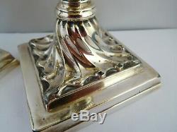 Smart Pair Of Victorian English Sterling Silver Desk Candlesticks
