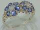 Solid 925 Sterling Silver Natural Tanzanite & Opal Victorian Style Ring