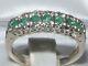 Solid English Sterling Silver Natural Emerald Victorian Styleeternity Band Ring