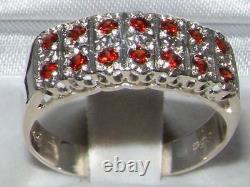 Solid English Sterling Silver Natural Garnet Victorian Style WideEternity Ring