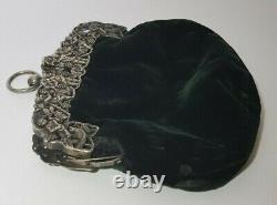 Solid Silver Antique Velvet Purse Handbag Frame Cherubs, For Restoration 1896