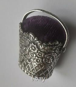 Solid Silver Chatelaine Pin Cushion, Sheffield Silver Hallmarked