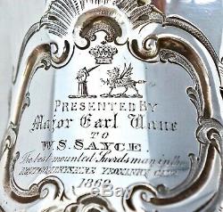 Solid Silver Mounted Swordsman Trophy. Montgomeryshire Yeomanry Cavalry 1869