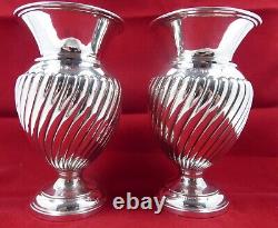 Solid Silver Pair Of Victorian Vases