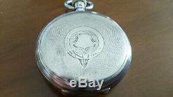 Solid Silver Victorian Pocketwatch, Swiss made Heuer movement, 30 min Chronograph