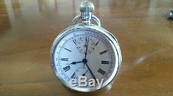 Solid Silver Victorian Pocketwatch, Swiss made Heuer movement, 30 min Chronograph