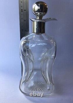 Solid Silver topped Glug Glug Decanter Victorian Hallmarked For Birmingham 1901