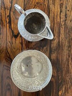 Solid silver Milk Cream Jug And Sugar Bowl london 1890 victorian charles boyton