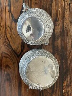 Solid silver Milk Cream Jug And Sugar Bowl london 1890 victorian charles boyton