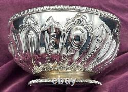 Solid silver bowl with repousse design by William & George Sissons, London, 1874