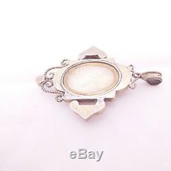 Solid silver micro mosaic pendant, large Victorian