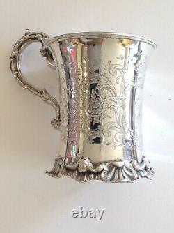 Solid silver mug or cup Ornate Victorian, London 1843