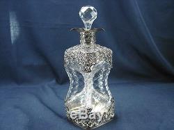 Spectacular William Comyns 1895-6 Victorian Sterling On Glass Pinch Decanter