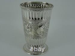 Splendid Victorian Solid Sterling Silver Large Beaker Cup London 1872 Cased