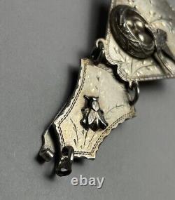 Sterling Silver Aesthetic Movement Chatelain Clip With Figural Bird