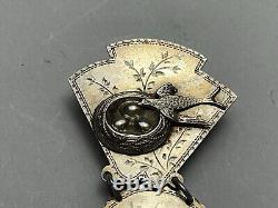 Sterling Silver Aesthetic Movement Chatelain Clip With Figural Bird