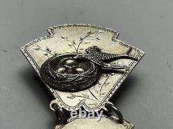 Sterling Silver Aesthetic Movement Chatelain Clip With Figural Bird