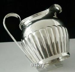 Sterling Silver CRESTED Semi Fluted Cream Jug, Victorian Antique