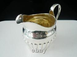 Sterling Silver CRESTED Semi Fluted Cream Jug, Victorian Antique